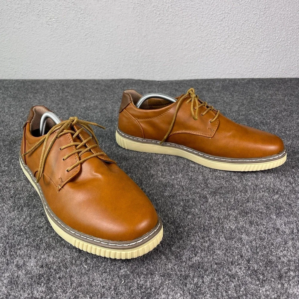 Deer Stags Oakland Mens 10.5M Tan Casual Oxford Shoes Faux Leather Comfort